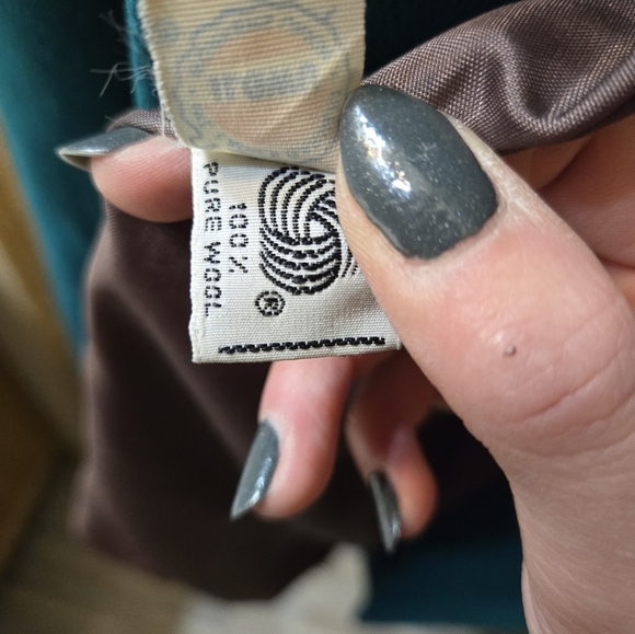 Vintage Braefair Union Made Teal 100% Wool Trench Coat 1960s - Picture 8 of 10